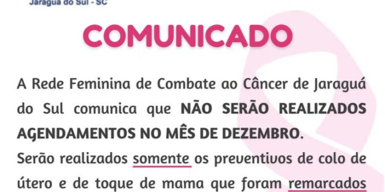 Novos atendimentos na Rede Feminina, em Jaraguá do Sul, não acontecerão em dezembro