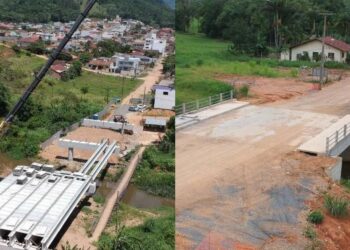Seguem as obras das pontes na Barra do Rio Cerro e em Nereu Ramos, em Jaraguá do sul