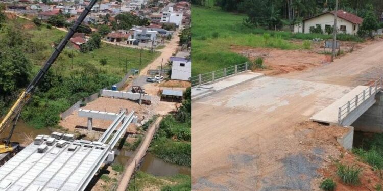 Seguem as obras das pontes na Barra do Rio Cerro e em Nereu Ramos, em Jaraguá do sul