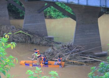Defesa Civil de Jaraguá do Sul faz remoção de entulhos da Ponte Abdon Batista