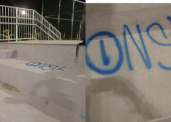 Homem é preso após pichar quadra de futebol na Via Verde, em Jaraguá do Sul