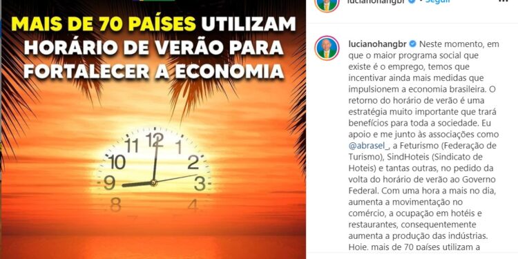 Empresário Luciano Hang pede novamente retorno do horário de verão