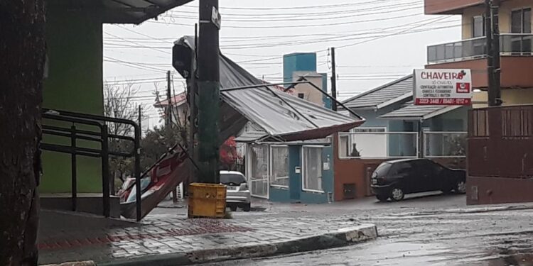 Temporal destelha casas, derruba árvores e causa apagão em cidades do Oeste de SC