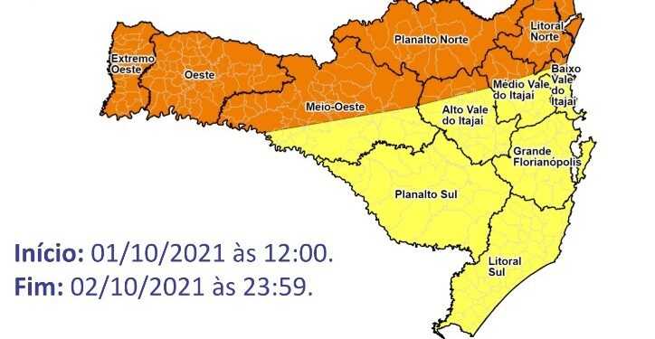 Defesa Civil de SC alerta para temporais entre está sexta-feira (01) e sábado (02)