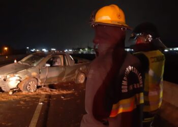 Capotamento é registrado na BR-280, em Guaramirim