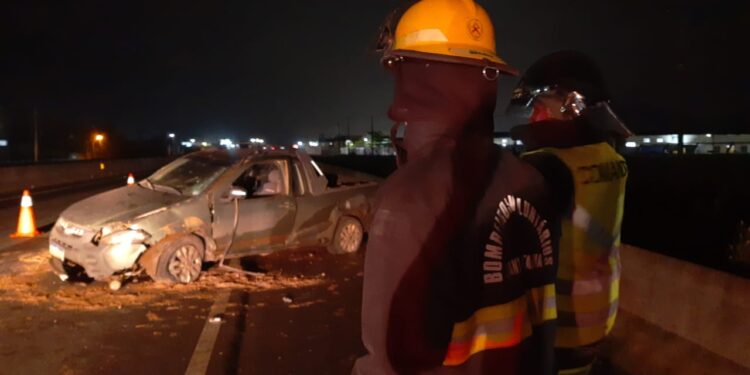 Capotamento é registrado na BR-280, em Guaramirim