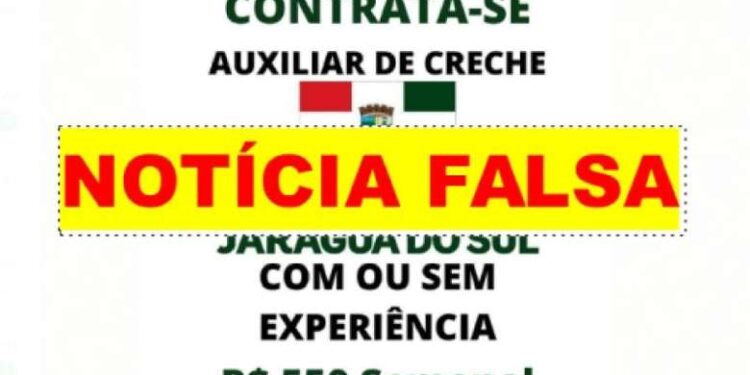 Contratação de “auxiliar de creche” pela Prefeitura de Jaraguá do Sul é fake news