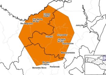 Defesa Civil alerta para temporal na região de Jaraguá do Sul nas próximas horas