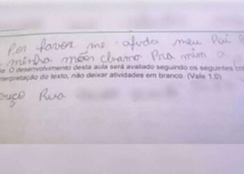 Criança pede socorro em prova: ‘meu pai bate na minha mãe’