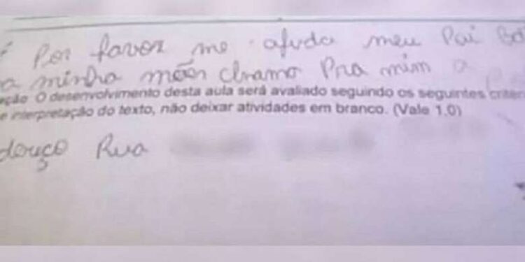Criança pede socorro em prova: ‘meu pai bate na minha mãe’