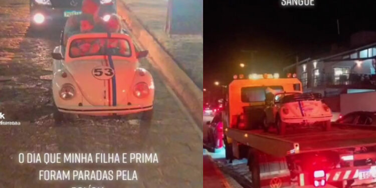 ‘Mini-carro’ de menina de 7 anos é guinchado pela polícia em SC