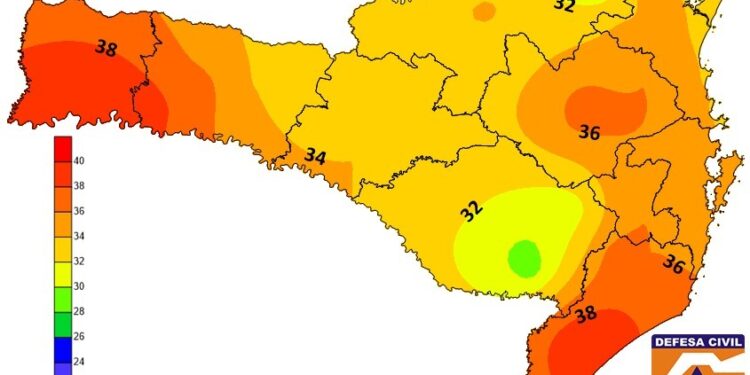 Defesa Civil emite aviso meteorológico para onda de calor intenso dos próximos dias em SC