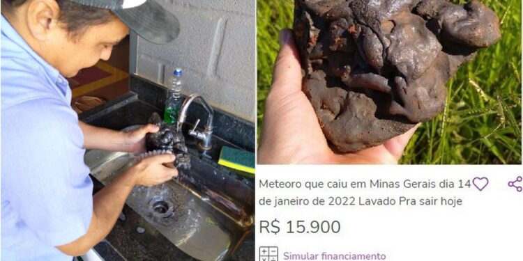 ‘Meteoro’ que caiu em Minas Gerais é lavado com detergente e colocado a venda