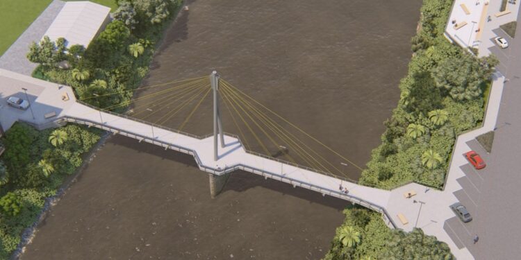 Obras de construção da Ponte da Contemplação, em Jaraguá do Sul, são retomadas após período de férias