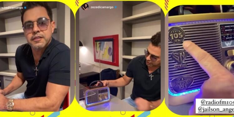 [Vídeo] Cantor Zezé Di Camargo recebe rádio da 105 FM: “Que presente!”