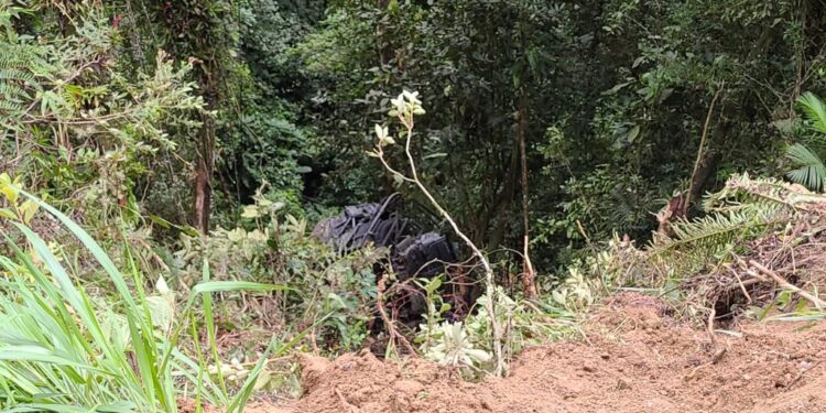 [Fotos] Militar morre após caminhão cair em ribanceira em Blumenau