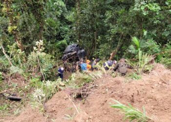 Caminhão do Exército cai em ribanceira em Blumenau