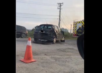 [Vídeo] Acidente envolvendo carro, caminhão e moto é registrado na BR-280, em Guaramirim