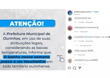 Prefeitura viraliza ao decretar ‘banho facultativo’ por conta do frio