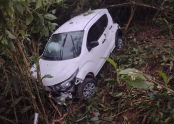 Vídeo: Carro cai em barranco na BR-280, em Araquari