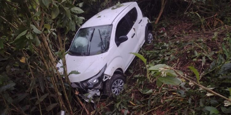 Vídeo: Carro cai em barranco na BR-280, em Araquari