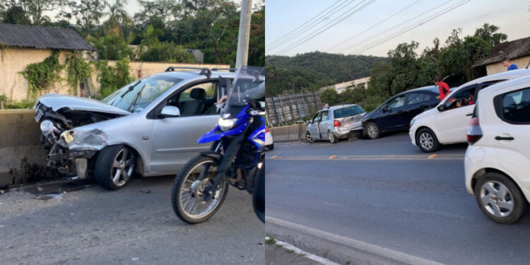 Após briga no trânsito, motoristas se envolvem em acidente na Ponte do Portal