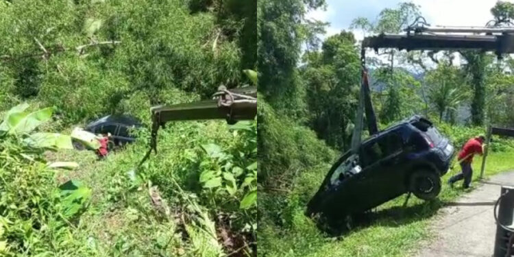 [Vídeo] Carro cai no Morro das Antenas, em Jaraguá do Sul