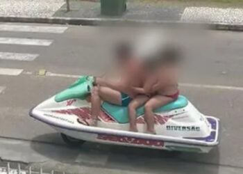 [Vídeo] Família é flagrada andando de ‘jet ski com rodas’ em São Francisco do Sul