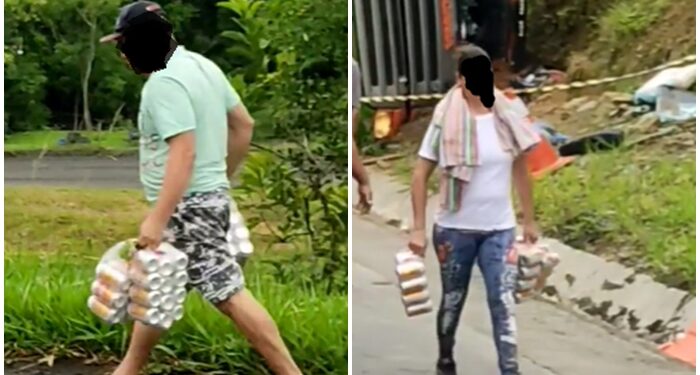 Caminhoneiro morre em acidente e pessoas saqueiam carga de cerveja em SC