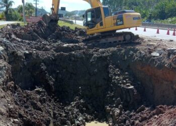Rompimento de adutora provoca falta de água em Guaramirim