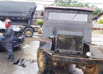 Idosa fica ferida após acidente envolvendo tobata em Jaraguá do Sul