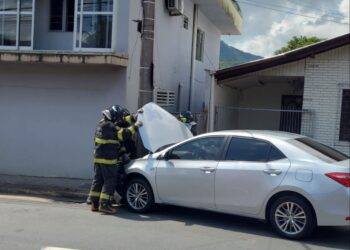 Idosa fica ferida após bater com carro em poste Jaraguá do Sul
