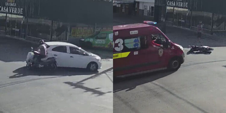 [Vídeo] Em atendimento ‘mais rápido da história’, Bombeiros de Joinville socorrem motociclista ferido após acidente