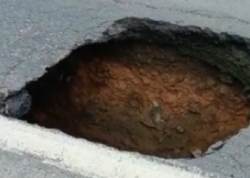 [Vídeo] Cratera se forma na BR-280, em Guaramirim