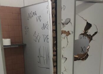 Fotos: Novo ato de vandalismo e depredação é registrado na Arena Jaraguá