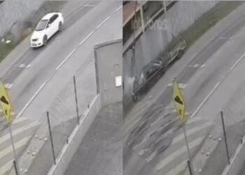 [Vídeo] Motorista perde controle e bate contra poste em Jaraguá do Sul