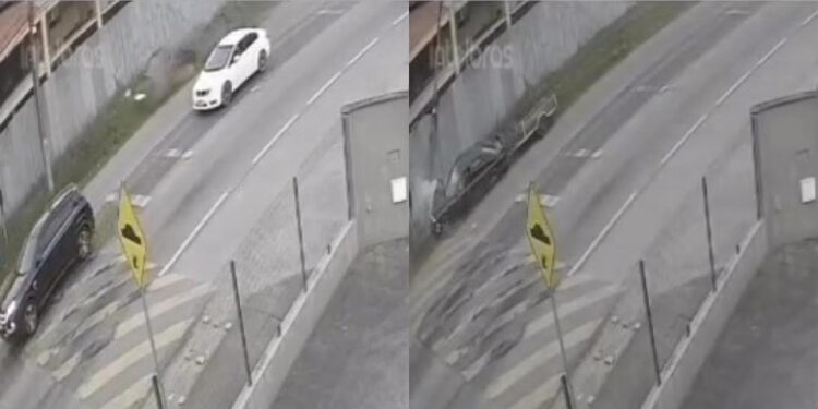 [Vídeo] Motorista perde controle e bate contra poste em Jaraguá do Sul