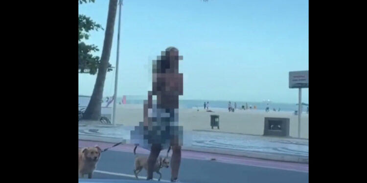 [Vídeo] Mulher faz topless para caminhar e acaba presa em Balneário Camboriú