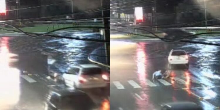 [Vídeo] Câmera flagra mulher sendo atropelada e motorista fugindo do local após acidente em Jaraguá