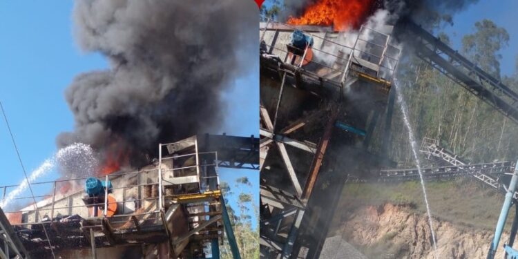 Incêndio atinge empresa em São João do Itaperiú