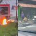 [Vídeo] Moto pega fogo após colisão com carro em Jaraguá do Sul