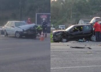 [Vídeo] Dois homens ficam feridos após acidente na SC-108, em Guaramirim