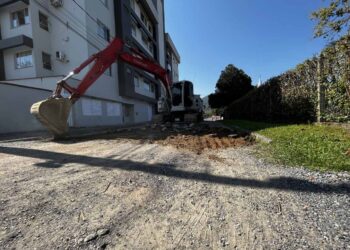 Inicia implantação da rotatória de quadra da Malwee, em Jaraguá do Sul