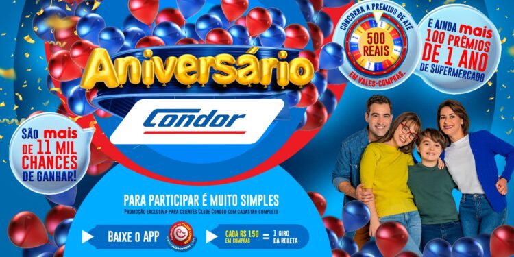 Campanha de Aniversário Condor tem 11 mil prêmios instantâneos, cashback, combos e promoções