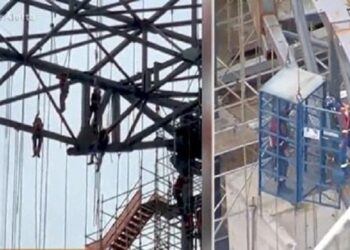 [Vídeo] Operário morre e vários ficam pendurados após acidente em prédio em SP