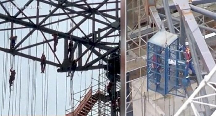 [Vídeo] Operário morre e vários ficam pendurados após acidente em prédio em SP