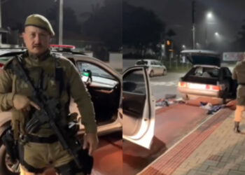 [Vídeo] Três homens tentam furtar em Jaraguá do Sul, mas são presos pela PM