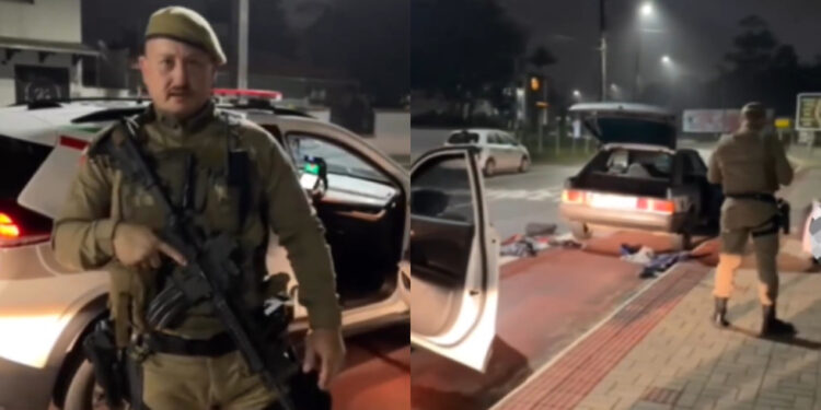 [Vídeo] Três homens tentam furtar em Jaraguá do Sul, mas são presos pela PM