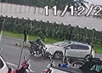 Câmera flagra acidente que deixou motociclista gravemente ferido em Jaraguá do Sul