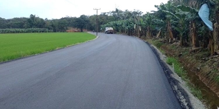 Pavimentação asfáltica da rua Hermínio Stringari, em Guaramirim, entra na reta final